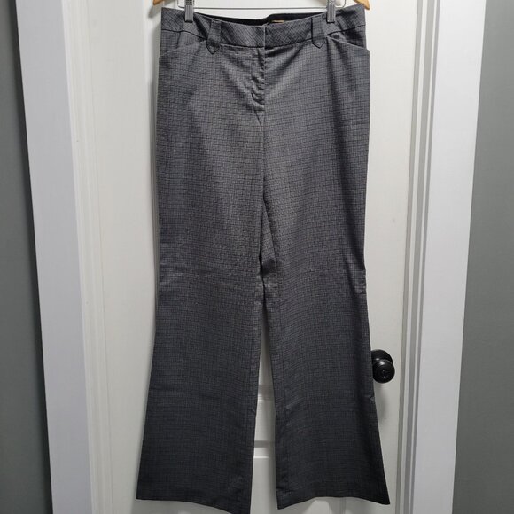 Express Editor Gray Plaid Straight Leg Pockets Career Pants Bottoms 10L Long - Picture 1 of 6